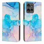 For Motorola Edge 50 Pro / Edge 50 Painted Marble Pattern Leather Phone Case(Pink Green)