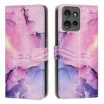 For Motorola Edge 50 Pro / Edge 50 Painted Marble Pattern Leather Phone Case(Purple)