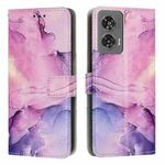 For Motorola Edge 2024 5G Painted Marble Pattern Leather Phone Case(Purple)