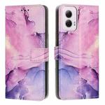 For Motorola Moto G Power 5G 2024 Painted Marble Pattern Leather Phone Case(Purple)