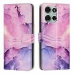 For Motorola Moto G75 Painted Marble Pattern Leather Phone Case(Purple)