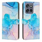 For Motorola Moto S50 5G / Edge 50 Neo Painted Marble Pattern Leather Phone Case(Pink Green)