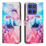 For Motorola Moto G Stylus 5G 2025 Painted Marble Pattern Leather Phone Case(Pink Purple)
