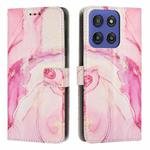 For Motorola Moto G Stylus 5G 2025 Painted Marble Pattern Leather Phone Case(Rose Gold)