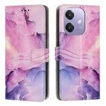 For OPPO A3X Painted Marble Pattern Leather Phone Case(Purple)