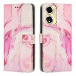 For OPPO A59 5G Global Painted Marble Pattern Leather Phone Case(Rose Gold)