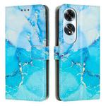 For OPPO A60 4G Global Painted Marble Pattern Leather Phone Case(Blue Green)