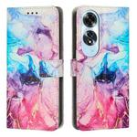 For OPPO A60 4G Global Painted Marble Pattern Leather Phone Case(Pink Purple)