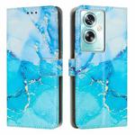 For OPPO A79 5G Global Painted Marble Pattern Leather Phone Case(Blue Green)