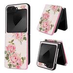 For Samsung Galaxy Z Flip6 Printed Double Buckle RFID Anti-theft Phone Case(Rose)