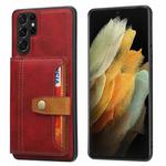 For Samsung Galaxy S25 Ultra 5G Calfskin Card Slot TPU Hybrid PU Phone Case(Red)