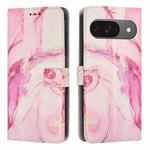 For Google Pixel 9 Painted Marble Pattern Leather Phone Case(Rose Gold)