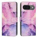 For Google Pixel 9 Painted Marble Pattern Leather Phone Case(Purple)