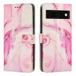 For Google Pixel 8A Painted Marble Pattern Leather Phone Case(Rose Gold)