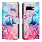 For Google Pixel 9A Painted Marble Pattern Leather Phone Case(Pink Purple)