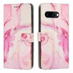 For Google Pixel 9A Painted Marble Pattern Leather Phone Case(Rose Gold)