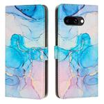 For Google Pixel 9A Painted Marble Pattern Leather Phone Case(Pink Green)