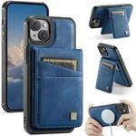 For iPhone 14 AutSpace A12 MagSafe Magnetic RFID Card Bag Phone Case(Blue)