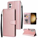 For Samsung Galaxy S25+ 5G 3-Card Slots Multifunctional Leather Phone Case(Rose Gold)
