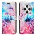 For Xiaomi Poco C75 Painted Marble Pattern Leather Phone Case(Pink Purple)