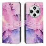 For Xiaomi Poco C75 Painted Marble Pattern Leather Phone Case(Purple)