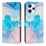 For Xiaomi Poco M6 Pro 5G Painted Marble Pattern Leather Phone Case(Pink Green)