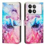 For Xiaomi Poco F6 Pro 5G Painted Marble Pattern Leather Phone Case(Pink Purple)