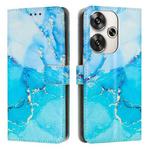 For Xiaomi Poco F6 Painted Marble Pattern Leather Phone Case(Blue Green)