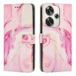 For Xiaomi Poco F6 Painted Marble Pattern Leather Phone Case(Rose Gold)