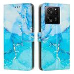 For Xiaomi 13T / 13T Pro Painted Marble Pattern Leather Phone Case(Blue Green)