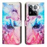 For Xiaomi 15 Pro Painted Marble Pattern Leather Phone Case(Pink Purple)