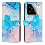 For Xiaomi 15 Painted Marble Pattern Leather Phone Case(Pink Green)