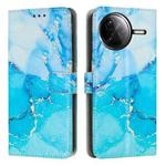 For Xiaomi Poco F7 Pro / Poco F7 Ultra Painted Marble Pattern Leather Phone Case(Blue Green)