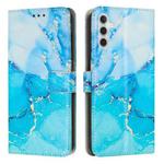 For Samsung Galaxy A35 5G Painted Marble Pattern Leather Phone Case(Blue Green)