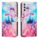 For Samsung Galaxy A35 5G Painted Marble Pattern Leather Phone Case(Pink Purple)