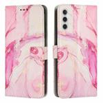 For Samsung Galaxy A35 5G Painted Marble Pattern Leather Phone Case(Rose Gold)