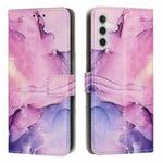 For Samsung Galaxy A35 5G Painted Marble Pattern Leather Phone Case(Purple)