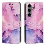 For Samsung Galaxy S24 FE 5G Painted Marble Pattern Leather Phone Case(Purple)