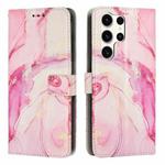 For Samsung Galaxy S24 Ultra 5G Painted Marble Pattern Leather Phone Case(Rose Gold)