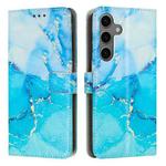 For Samsung Galaxy S24 5G Painted Marble Pattern Leather Phone Case(Blue Green)