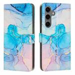 For Samsung Galaxy S24 5G Painted Marble Pattern Leather Phone Case(Pink Green)