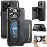 For iPhone 15 Pro AutSpace A13 MagSafe Magnetic RFID Flip Card Bag Phone Case(Black)