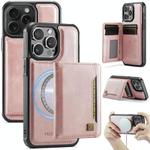 For iPhone 13 Pro Max AutSpace A13 MagSafe Magnetic RFID Flip Card Bag Phone Case(Rose Gold)