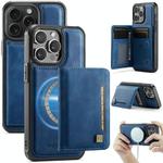 For iPhone 13 Pro AutSpace A13 MagSafe Magnetic RFID Flip Card Bag Phone Case(Blue)