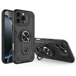 For iPhone 16 Pro Metal Rotating Bracket TPU + PC Magnetic Phone Case(Black)