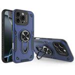 For iPhone 16 Pro Metal Rotating Bracket TPU + PC Magnetic Phone Case(Dark Blue)