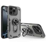 For iPhone 16 Pro Metal Rotating Bracket TPU + PC Magnetic Phone Case(Carbon Grey)