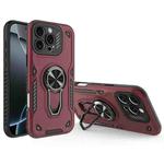 For iPhone 16 Pro Metal Rotating Bracket TPU + PC Magnetic Phone Case(Dark Red)