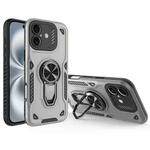 For iPhone 16 Plus Metal Rotating Bracket TPU + PC Magnetic Phone Case(Gray)