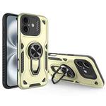 For iPhone 16 Metal Rotating Bracket TPU + PC Magnetic Phone Case(Beige)